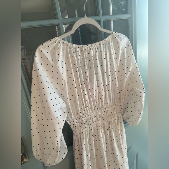 NWT WAYF Veronica Ivory Polka Dot White & Black Bow Tie Cotton Maxi Dress Small - Picture 12 of 14